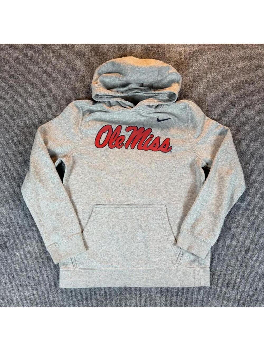 Nike Kids Gray Hoodie with Red "Ole Miss" Script
